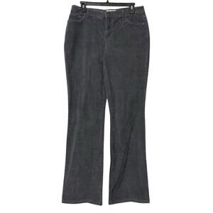 ST JOHN'S BAY Women Gray Corduroy BOOT CUT Pants Cotton Stretch Straight Size 10